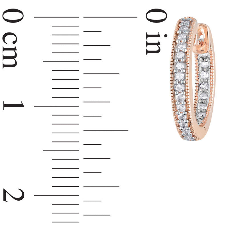 0.25 CT. T.W. Diamond Inside-Out Vintage-Style Huggie Hoop Earrings in 14K Rose Gold