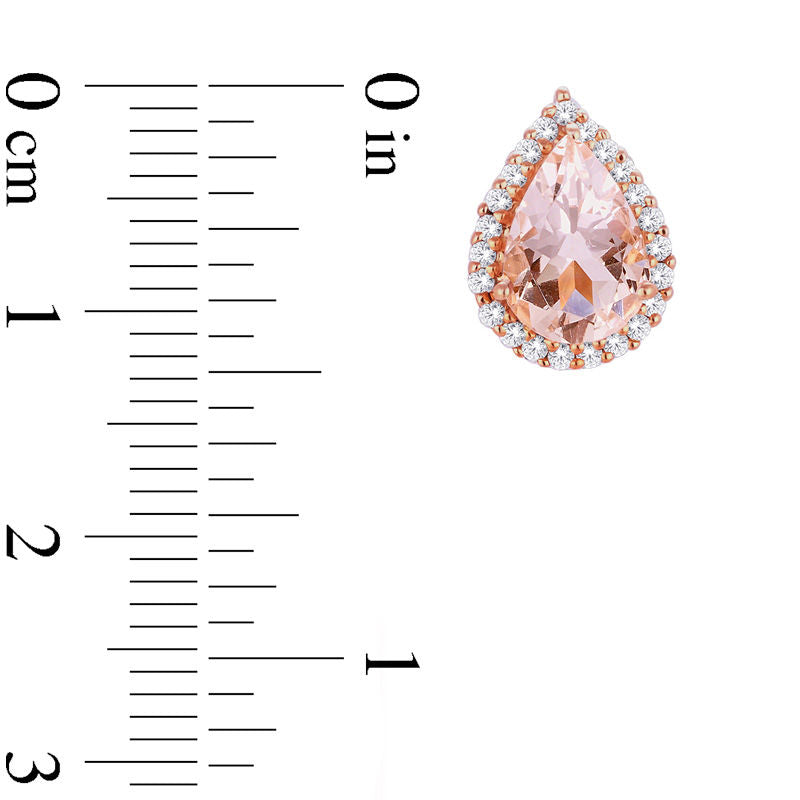 Pear-Shaped Morganite and 0.17 CT. T.W. Diamond Frame Stud Earrings in 10K Rose Gold