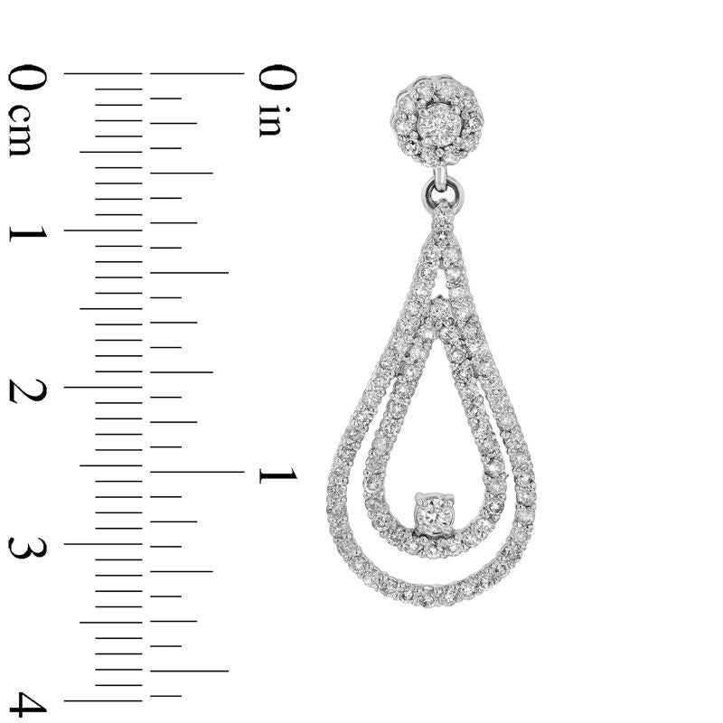 1.5 CT. T.W. Diamond Double Teardrop Earrings in 14K White Gold