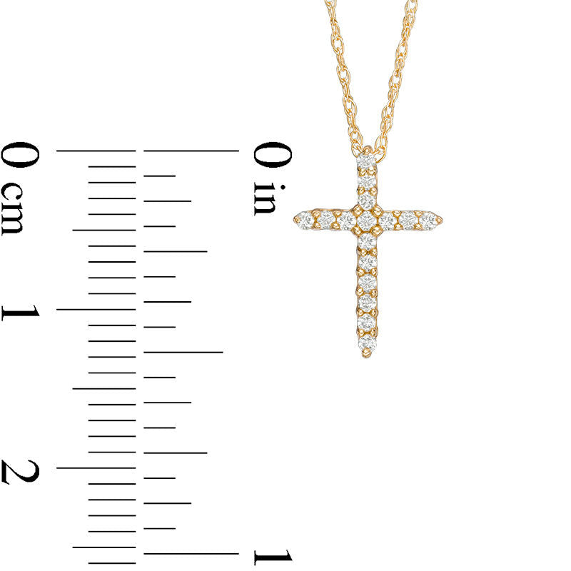 0.13 CT. T.W. Natural Diamond Cross Pendant in 14K Gold