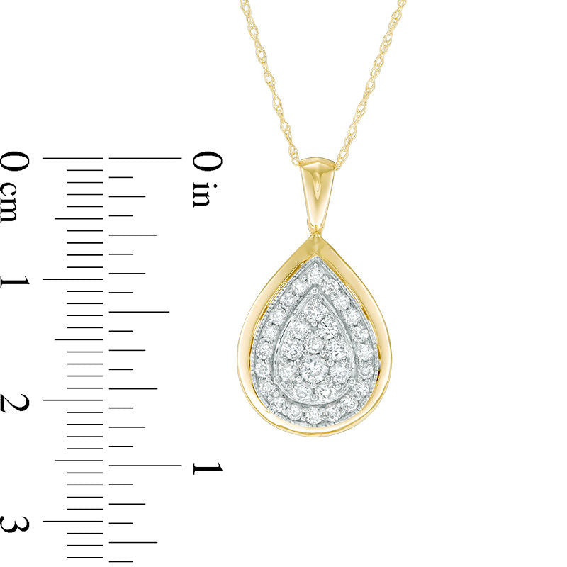 0.5 CT. T.W. Composite Natural Diamond Antique Vintage-Style Teardrop Pendant in 10K Yellow Gold