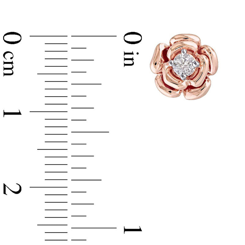 0.2 CT. T.W. Diamond Solitaire Flower Stud Earrings in 10K Rose Gold