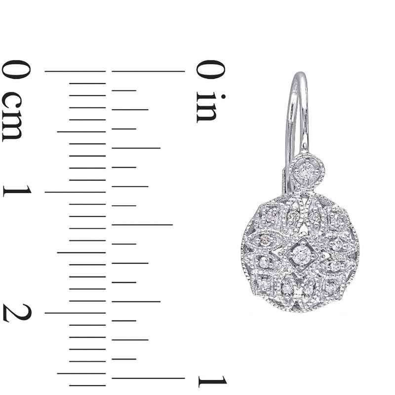 0.13 CT. T.W. Diamond Vintage-Style Drop Earrings in 14K White Gold