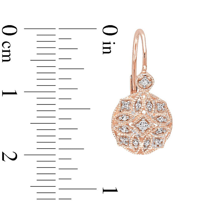 0.13 CT. T.W. Diamond Vintage-Style Drop Earrings in 14K Rose Gold