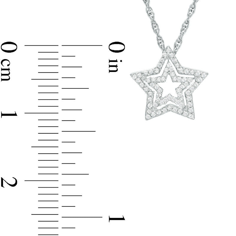 0.1 CT. T.W. Natural Diamond Double Star Pendant in Sterling Silver