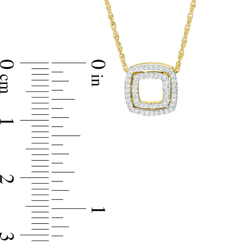 0.1 CT. T.W. Natural Diamond Double Square Pendant in 10K Yellow Gold