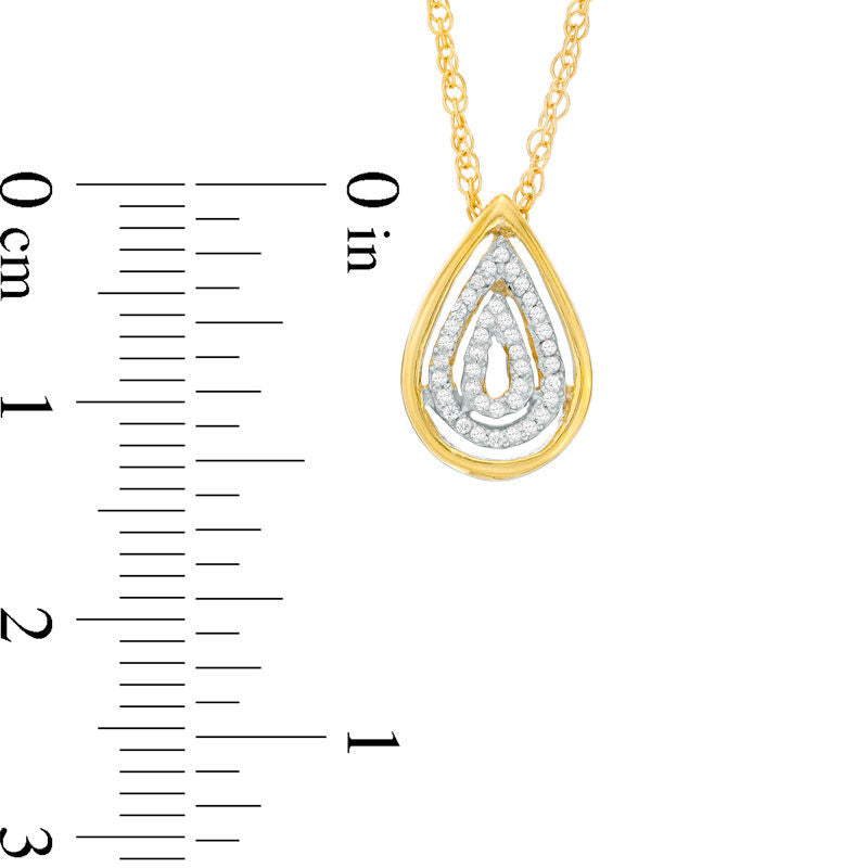 Natural Diamond Accent Triple Teardrop Pendant in 10K Yellow Gold