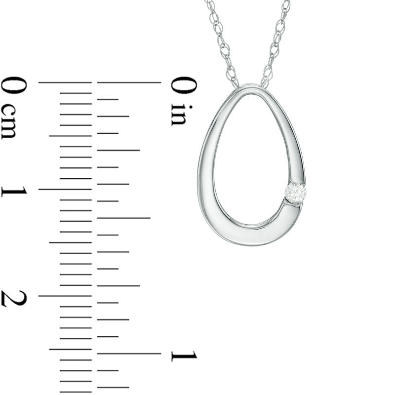 Natural Clarity Enhanced Accent Solitaire Oval Pendant in 10K White Gold