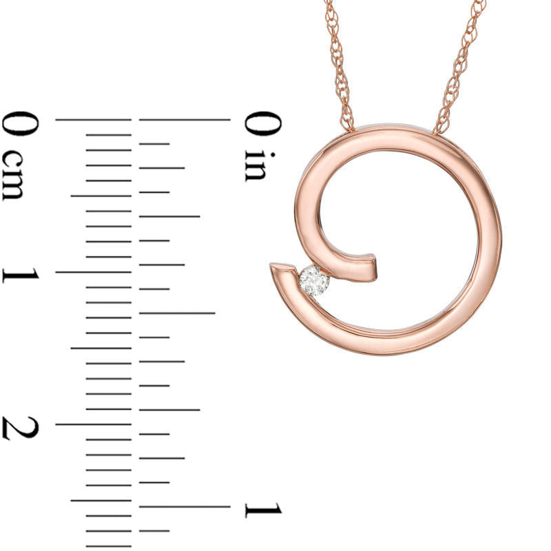 Natural Clarity Enhanced Accent Solitaire Spiral Pendant in 10K Rose Gold