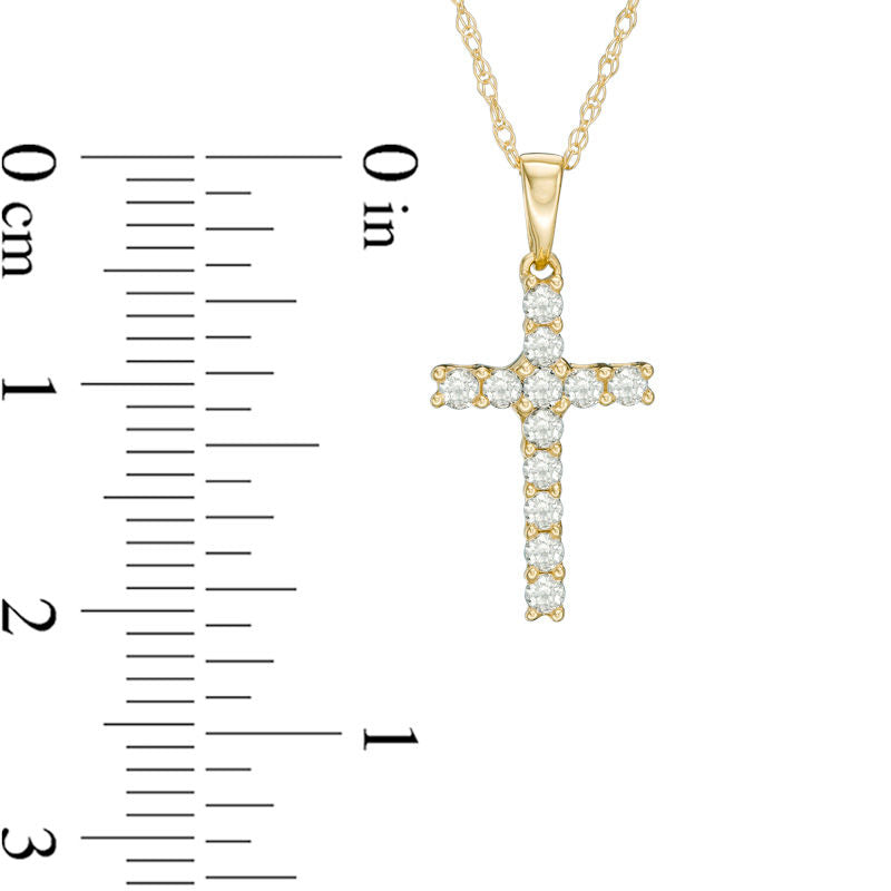 0.25 CT. T.W. Natural Diamond Cross Pendant in 10K Yellow Gold