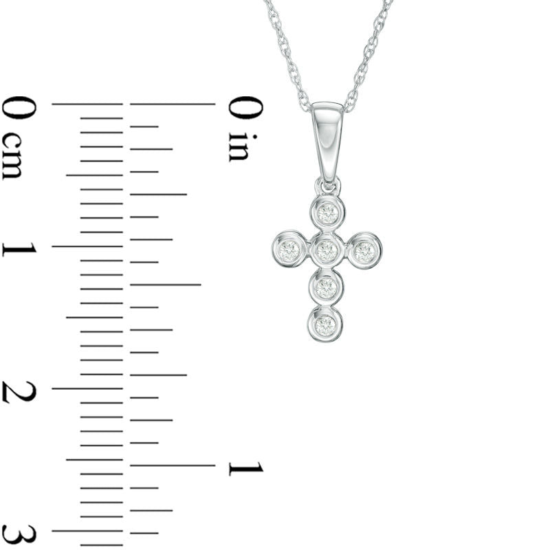 Natural Diamond Accent Six Stone Cross Pendant in 10K White Gold