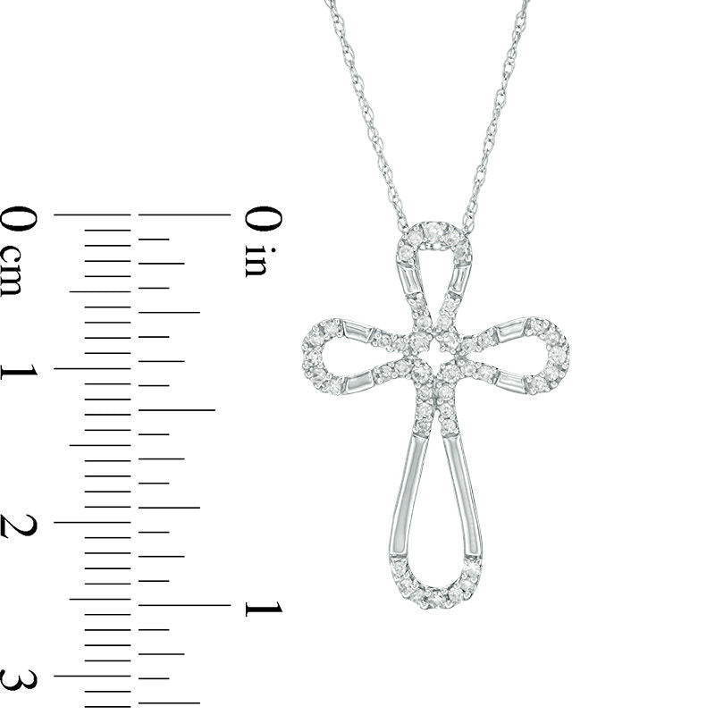 0.2 CT. T.W. Natural Diamond Loop Cross Pendant in 10K White Gold