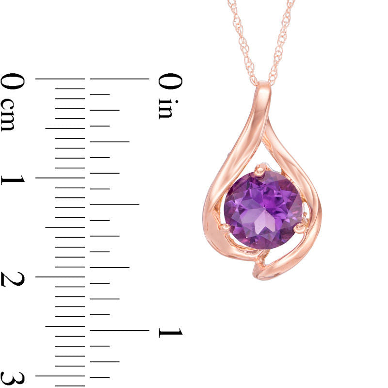 8.0mm Amethyst Teardrop Pendant in 10K Rose Gold