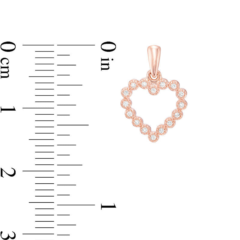 0.1 CT. T.W. Diamond Heart Outline Drop Earrings in 10K Rose Gold