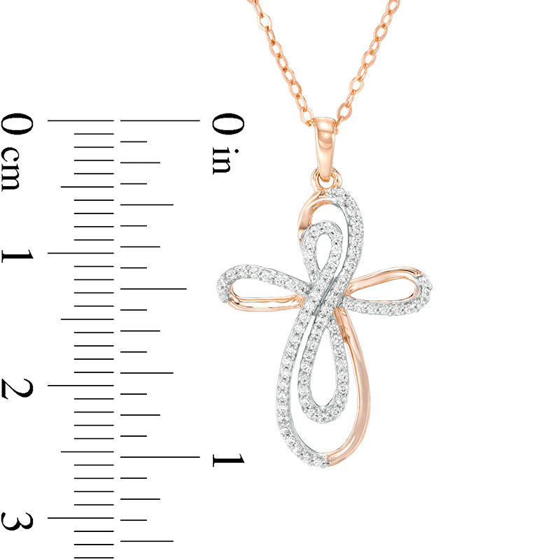 0.25 CT. T.W. Natural Diamond Infinity Looping Cross Pendant in 10K Rose Gold