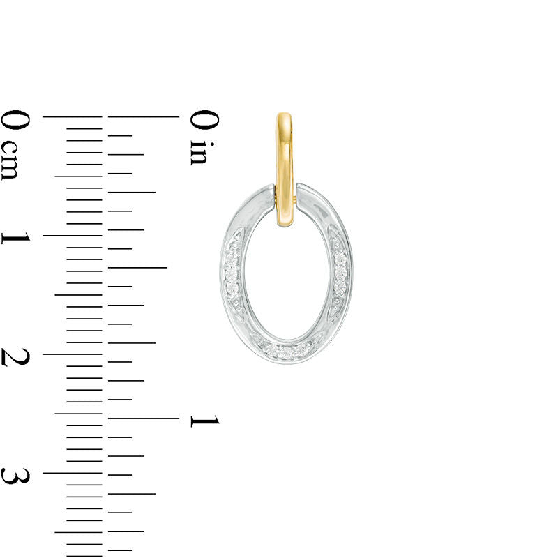 0.1 CT. T.W. Diamond Oval Drop Earrings in 10K Two-Tone Gold