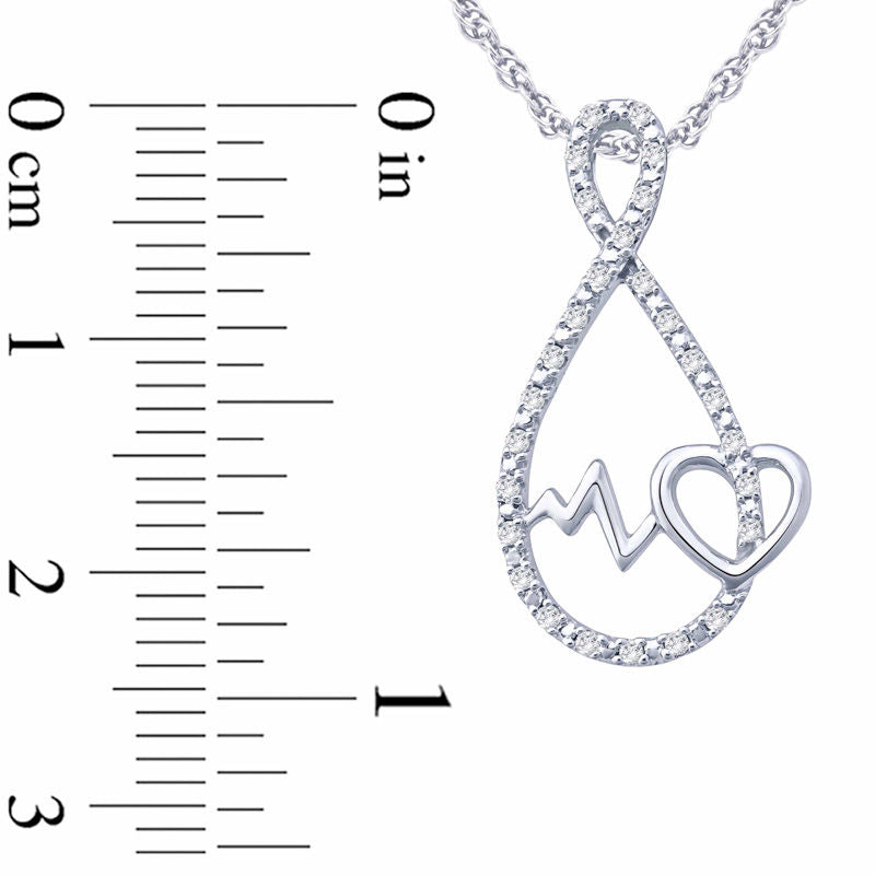 0.05 CT. T.W. Natural Diamond Heartbeat Infinity Pendant in Sterling Silver