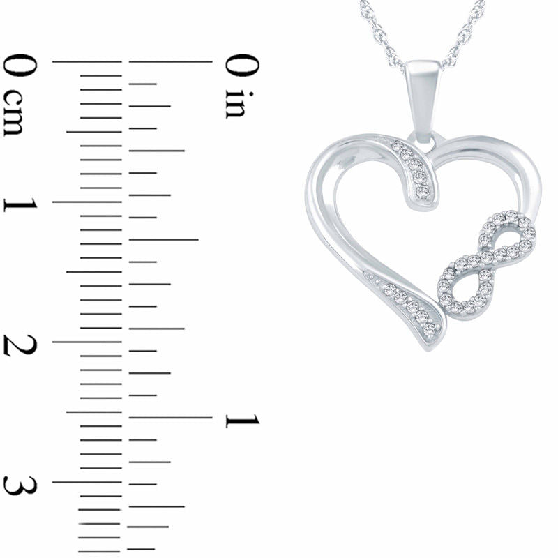 0.1 CT. T.W. Natural Diamond Infinity Heart Pendant in Sterling Silver