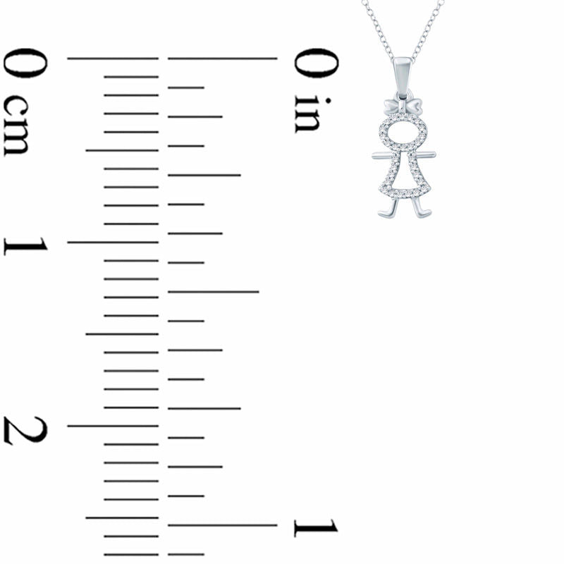 0.1 CT. T.W. Natural Diamond Little Girl Pendant in Sterling Silver