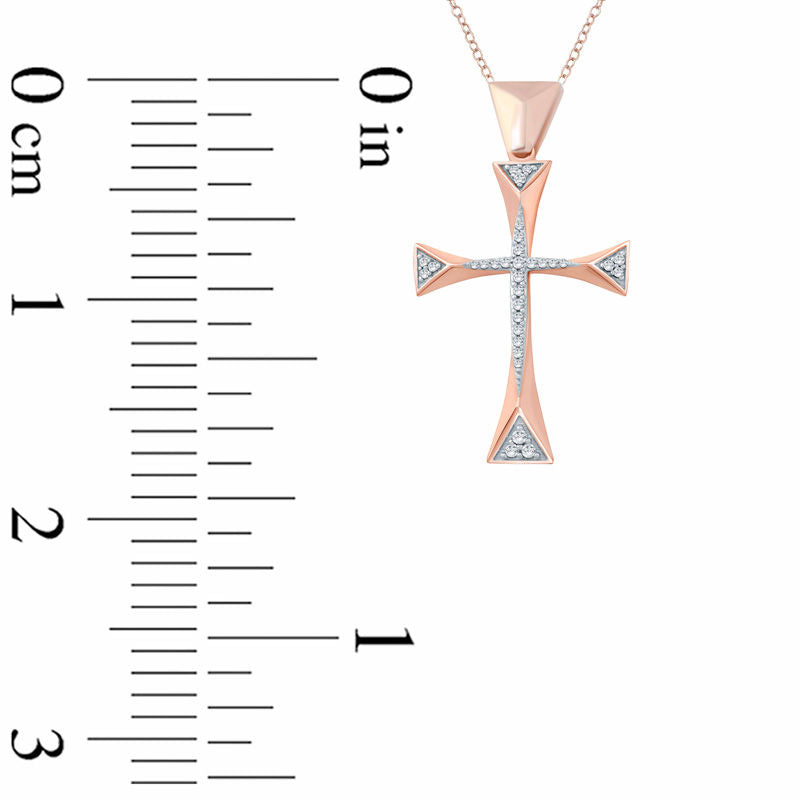 0.1 CT. T.W. Natural Diamond Geometric Cross in 10K Rose Gold