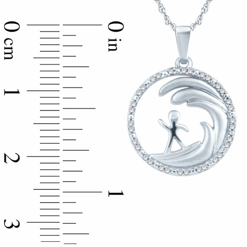 0.1 CT. T.W. Natural Diamond Surfer Circle Pendant in Sterling Silver