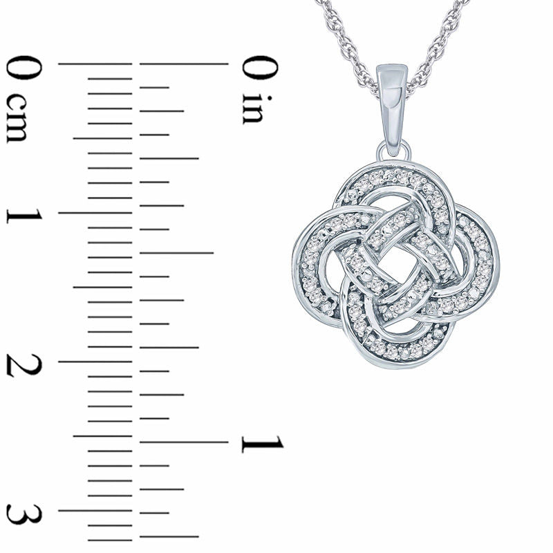 0.1 CT. T.W. Natural Diamond Clover Knot Pendant in Sterling Silver