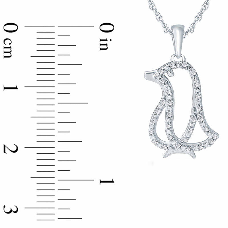 0.1 CT. T.W. Natural Diamond Penguin Pendant in Sterling Silver