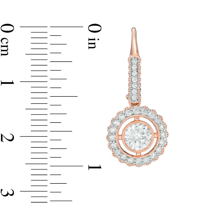 5.0mm Lab-Created White Sapphire Vintage-Style Drop Earrings in 10K Rose Gold