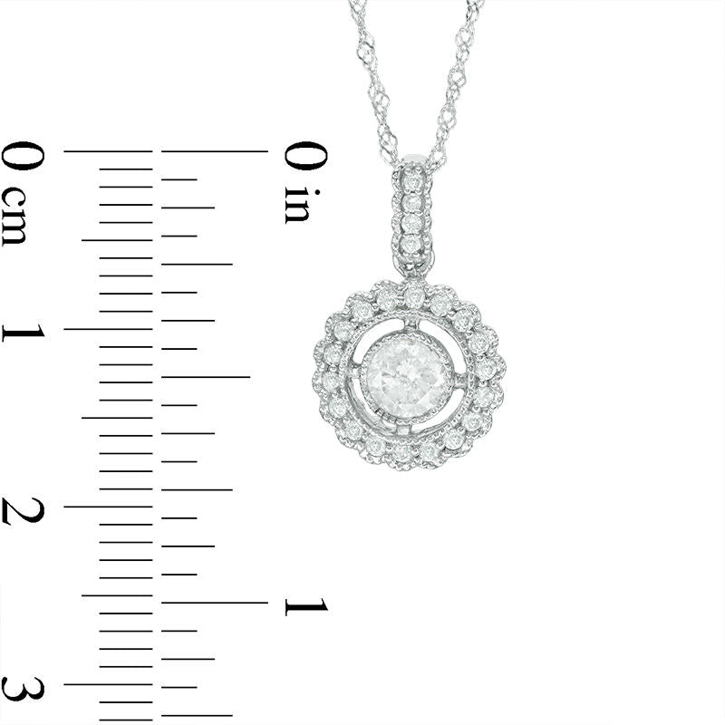 0.5 CT. T.W. Natural Diamond Frame Antique Vintage-Style Pendant in 10K White Gold - 17"