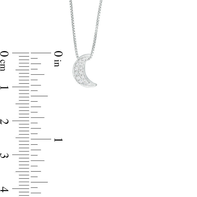 0.1 CT. T.W. Natural Diamond Crescent Moon Pendant in Sterling Silver