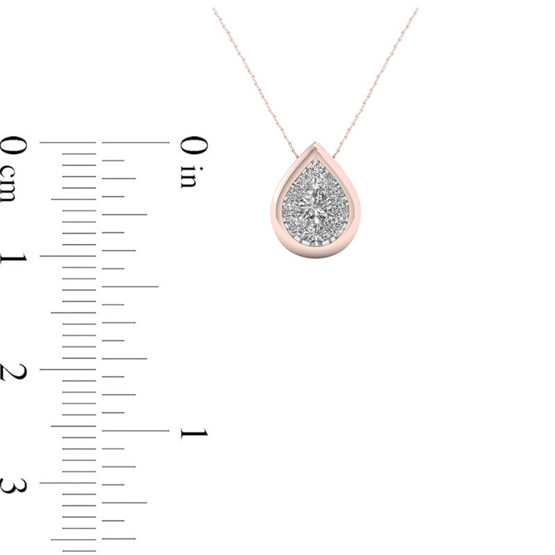 0.33 CT. T.W. Natural Diamond Teardrop Frame Pendant in 10K Rose Gold