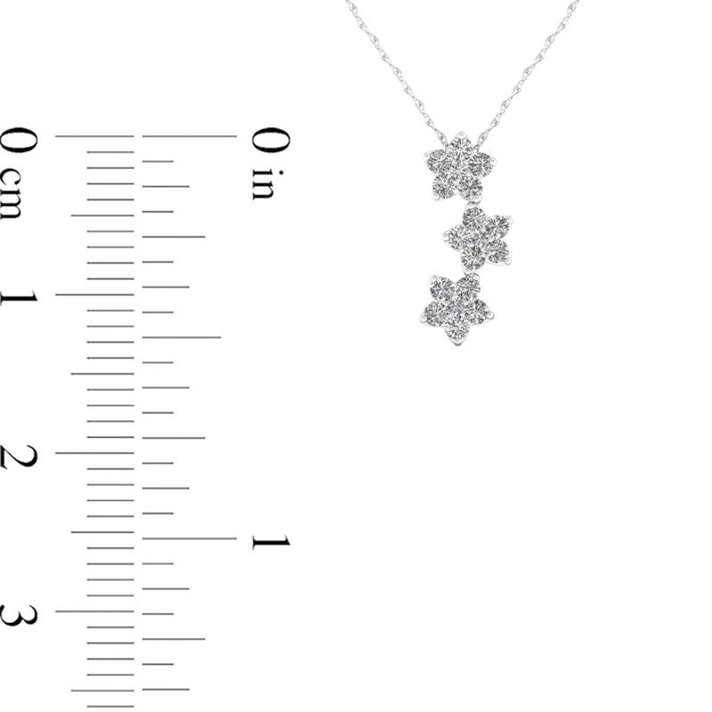 0.25 CT. T.W. Natural Diamond Triple Star Pendant in 10K White Gold