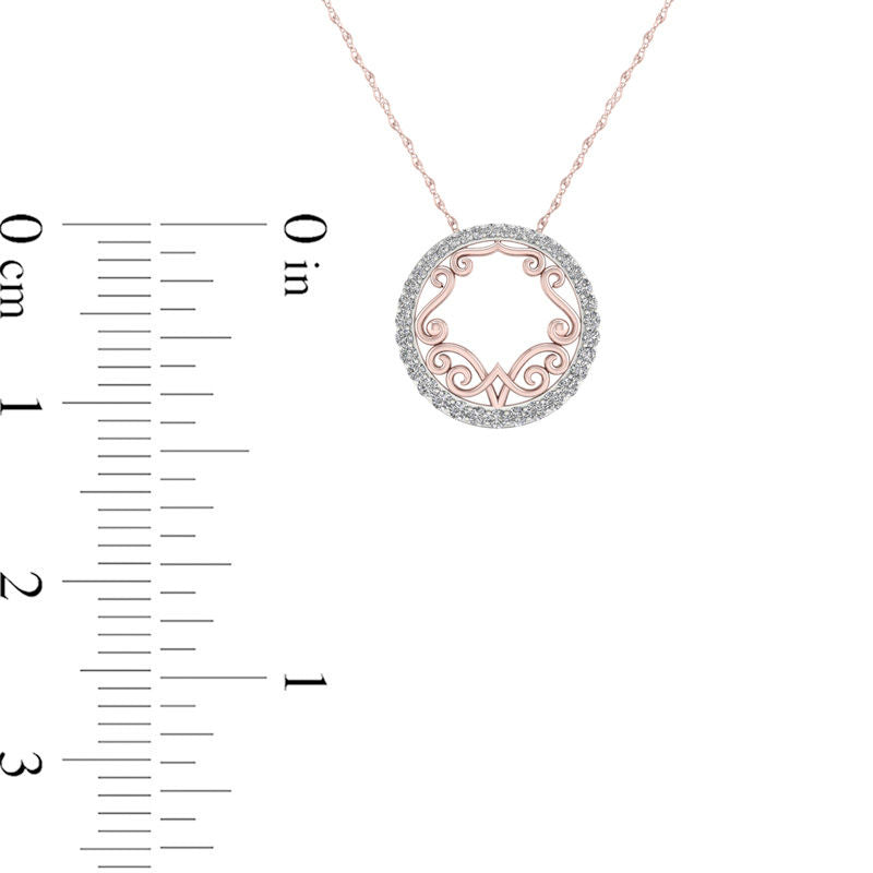 0.33 CT. T.W. Natural Diamond Circle Filigree Pendant in 10K Rose Gold