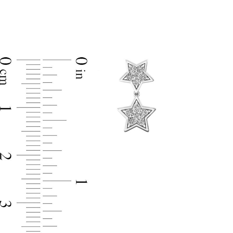 0.2 CT. T.W. Diamond Double Star Drop Earrings in 10K White Gold