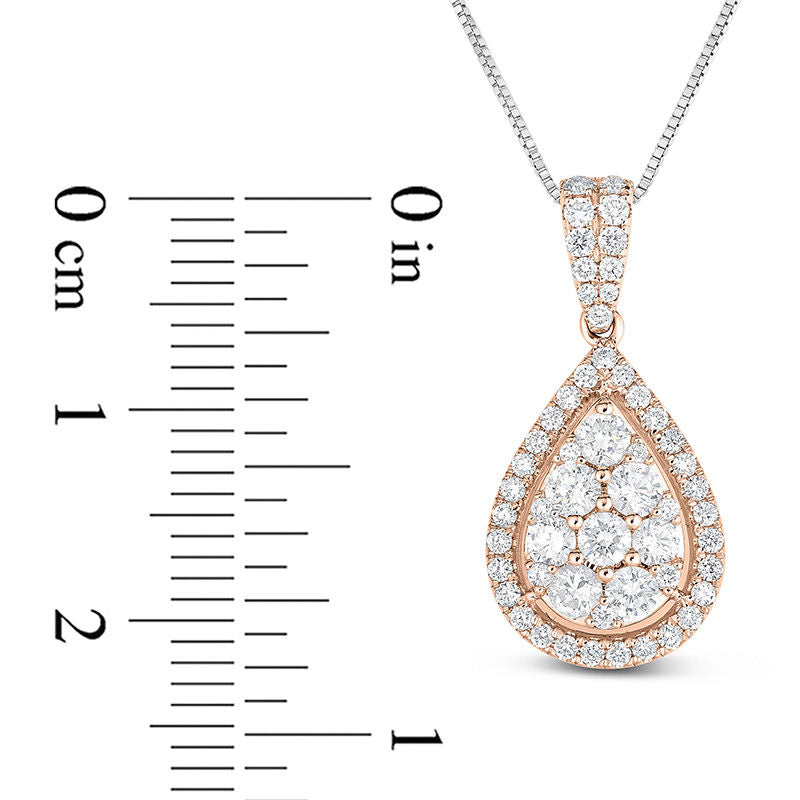 1 CT. T.W. Composite Natural Diamond Teardrop Frame Pendant in 14K Rose Gold