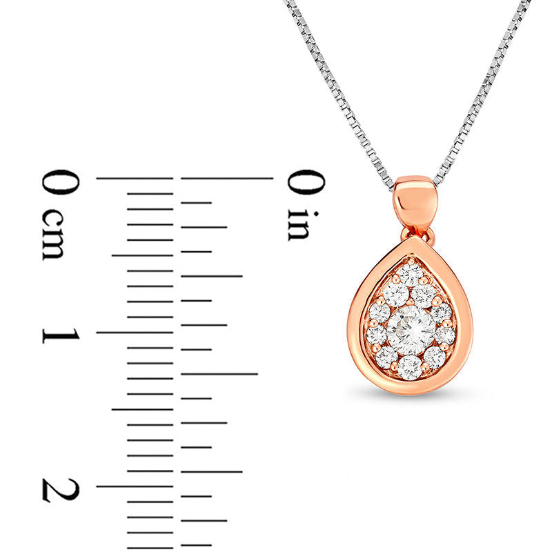 0.2 CT. T.W. Natural Diamond Teardrop Frame Pendant in 10K Rose Gold