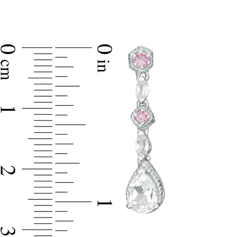 Pear-Shaped Lab-Created White and Pink Sapphire Antique Vintage-Style Drop Pendant in Sterling Silver