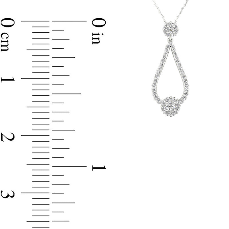 0.5 CT. T.W. Natural Diamond Frame Teardrop Pendant in 10K White Gold