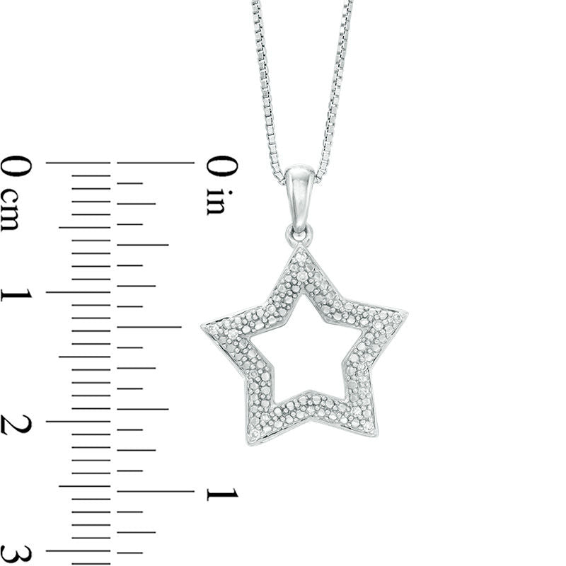 0.05 CT. T.W. Natural Diamond Open Star Pendant in Sterling Silver