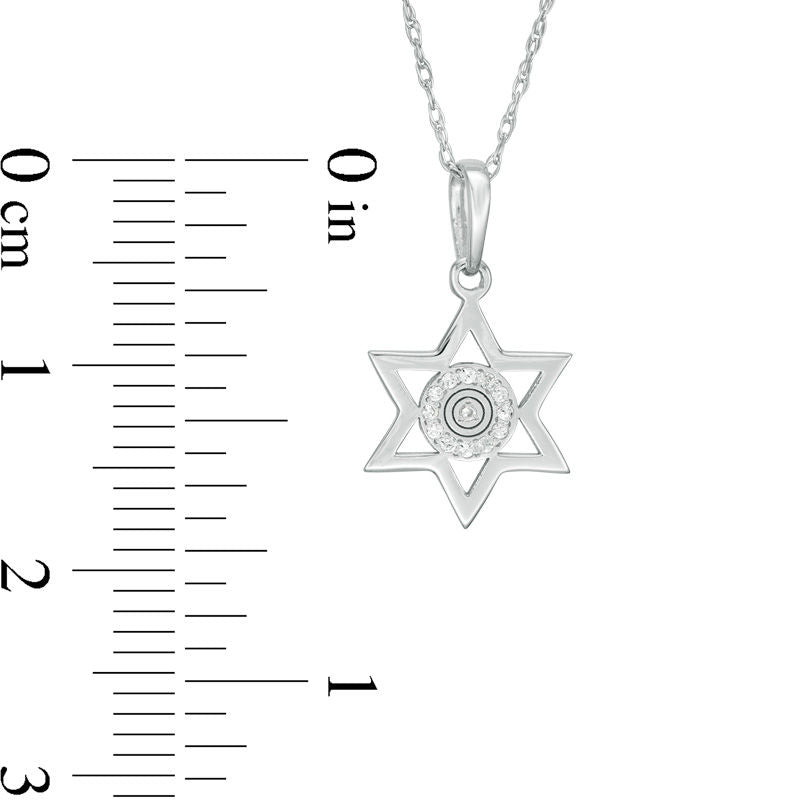 Natural Diamond Accent Laser-Cut Star of David Pendant in 10K White Gold