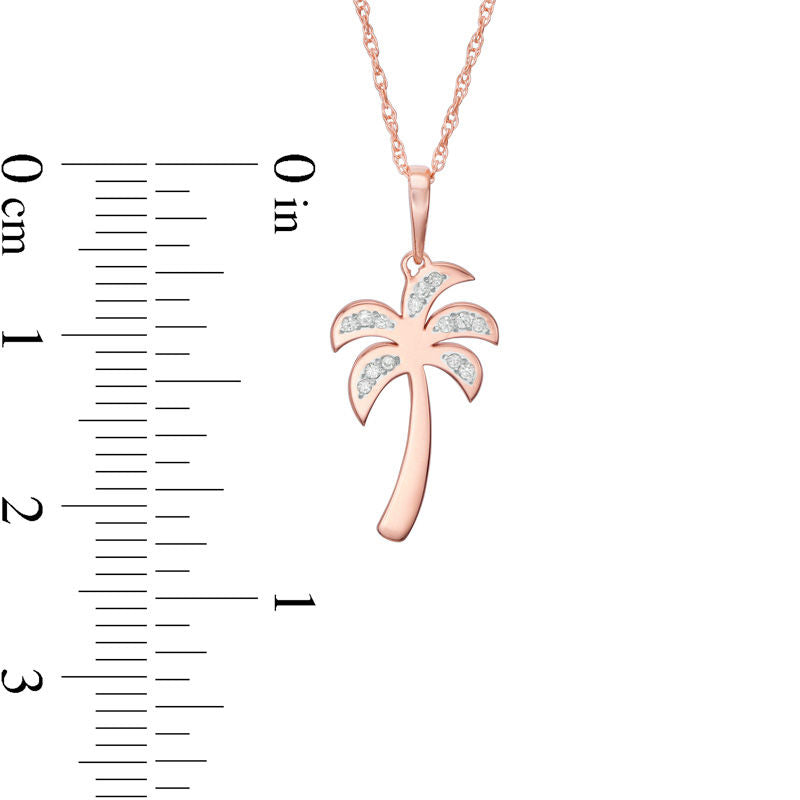 0.05 CT. T.W. Natural Diamond Laser-Cut Palm Tree Pendant in 10K Rose Gold