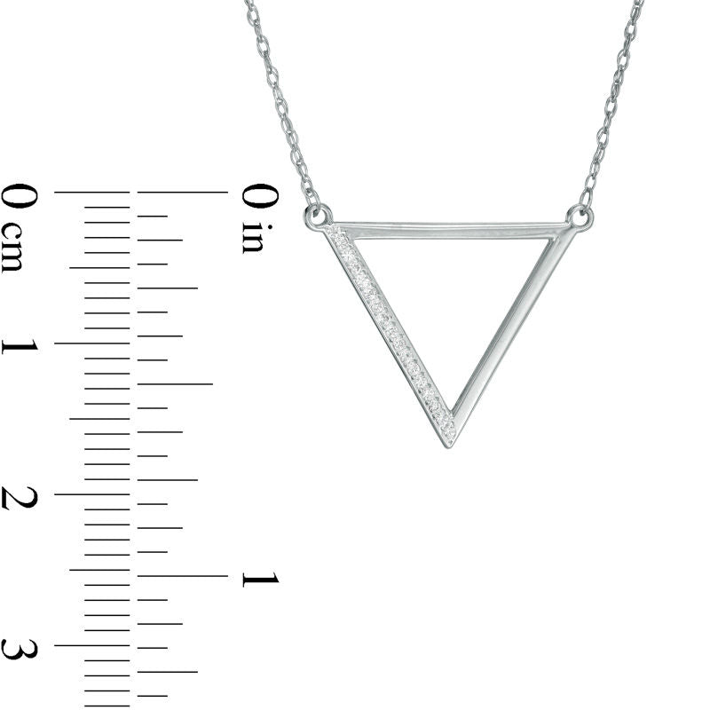 0.05 CT. T.W. Natural Diamond Laser-Cut Triangle Necklace in 10K White Gold