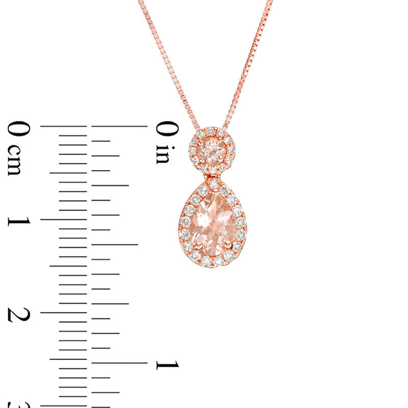 Morganite and 0.17 CT. T.W. Natural Diamond Frame Drop Pendant in 10K Rose Gold