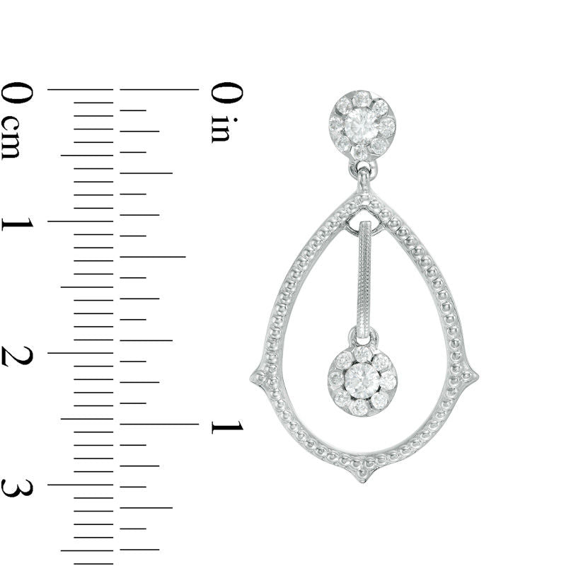 0.63 CT. T.W. Diamond Pear-Shaped Textured Drop Earrings in 10K White Gold