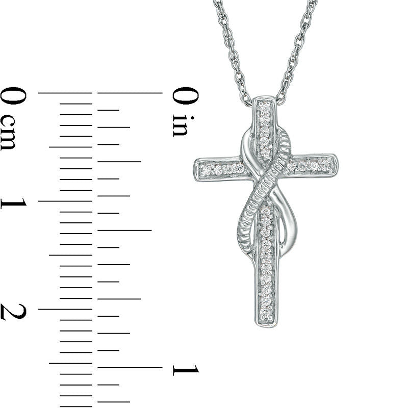 0.1 CT. T.W. Natural Diamond Infinity Cross Pendant in Sterling Silver