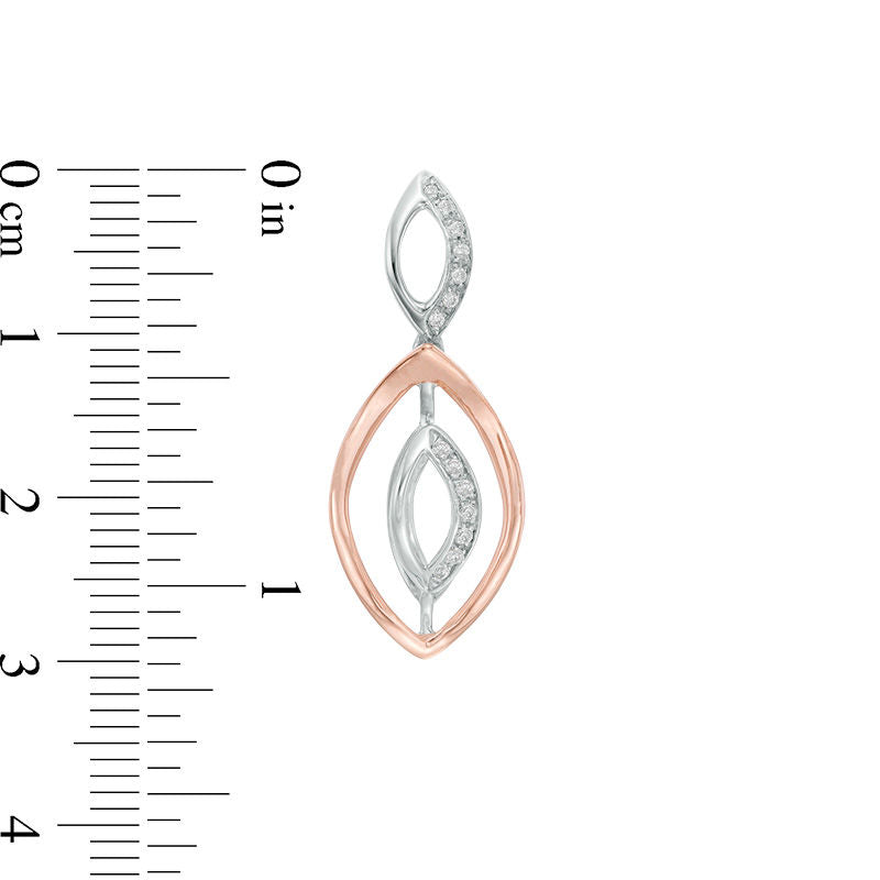 0.2 CT. T.W. Diamond Triple Marquise Drop Earrings in 10K White Gold with Rose Rhodium