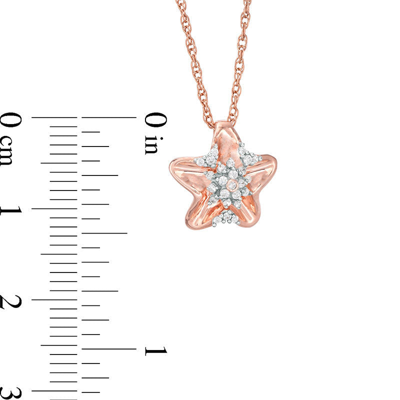 0.1 CT. T.W. Natural Diamond Wavy Star Pendant in 10K Rose Gold