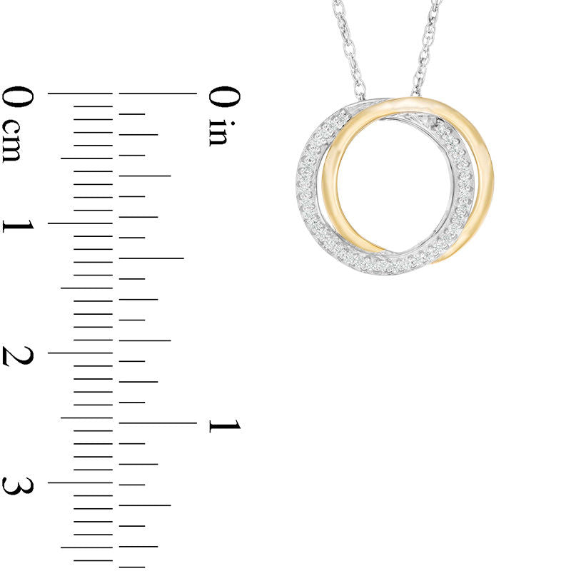 0.1 CT. T.W. Natural Diamond Interlocking Open Circles Pendant in Sterling Silver and 10K Yellow Gold