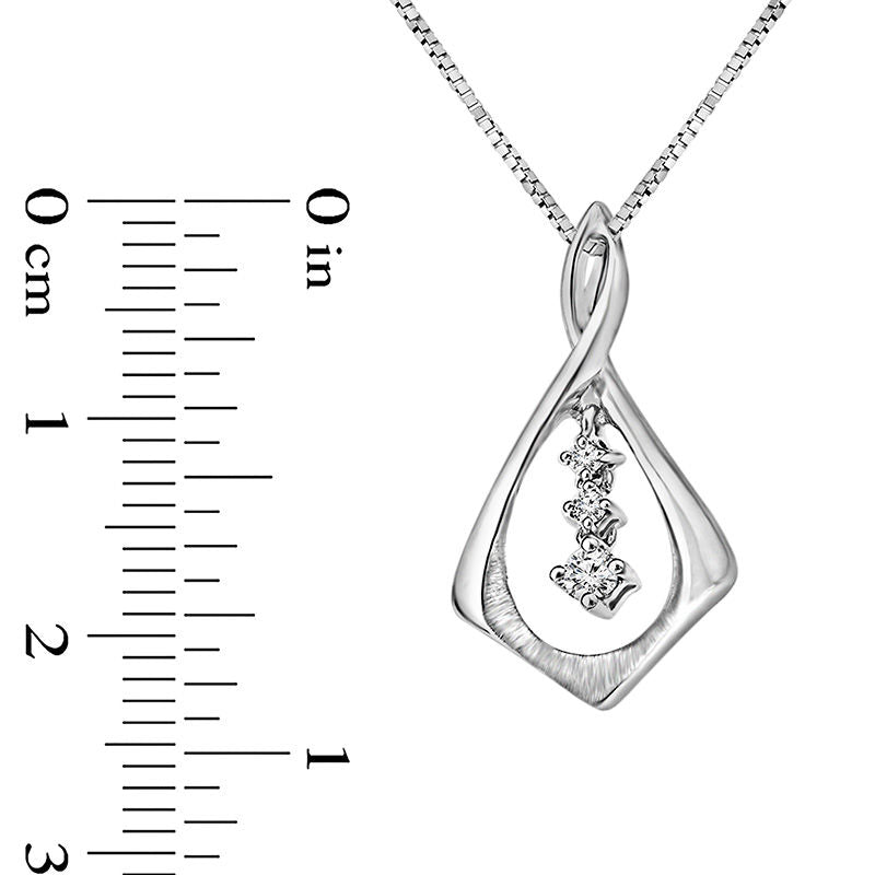 0.07 CT. T.W. Natural Diamond Three Stone Twist Teardrop Pendant in Sterling Silver