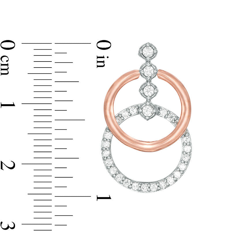 0.75 CT. T.W. Diamond Double Circle Drop Earrings in 10K Rose Gold